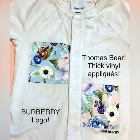 Burberry Baby Girl Layette SET! Logo Romper,Hat&Thomas Bear! EUC🔥Size 9 month💜 - Picture 4 of 14